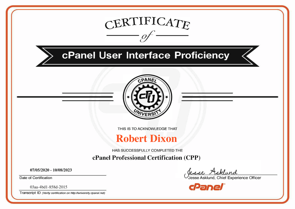 cPanel Professional Certification